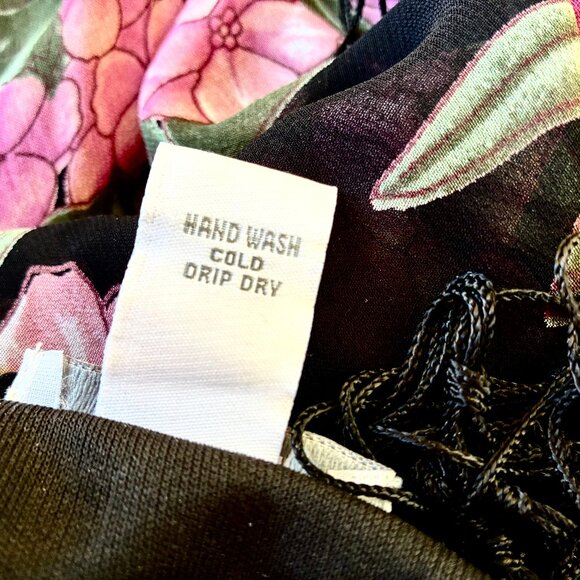 Dress Barn Vtg 90s Floral Lined Skirt with Fringe and Sequins and Beads - Picture 10 of 13